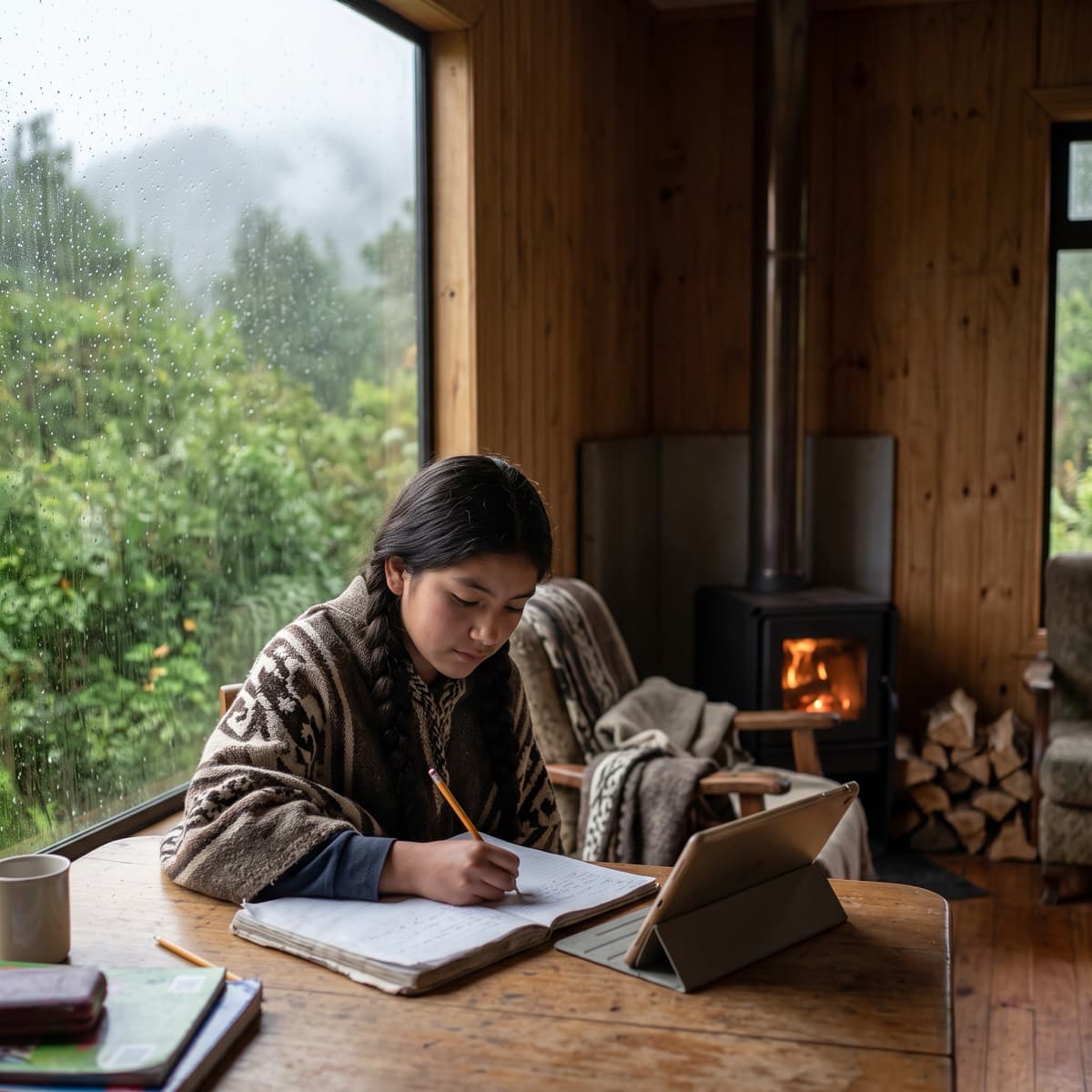 Estudiante de enseñanza media preparando sus exámenes libres